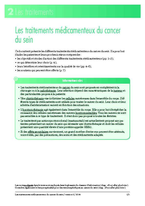 [PDF] Les traitements médicamenteux du cancer du sein 2Les traitements