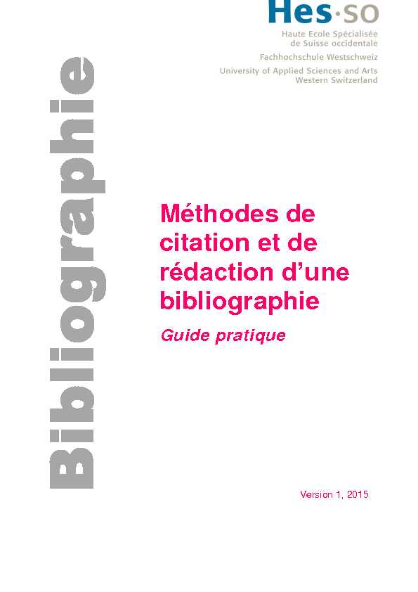 [PDF] Rédaction dune bibliographie et méthodes de citation : guide pratique