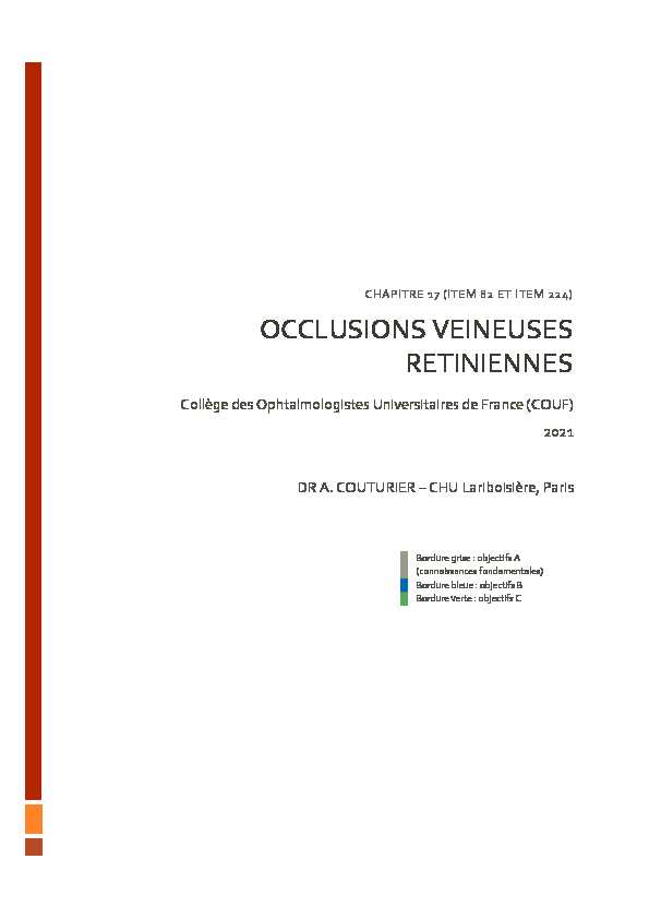 [PDF] OCCLUSIONS VEINEUSES RETINIENNES - COUF