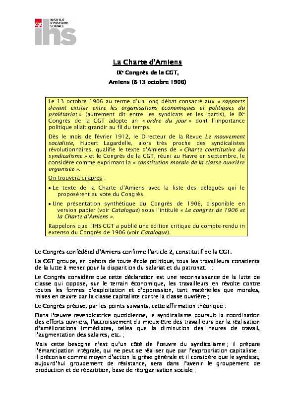 [PDF] La Charte dAmiens - PCF Oise