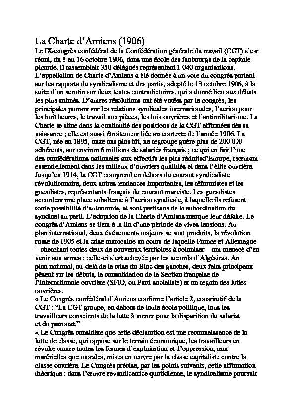 [PDF] La Charte dAmiens (1906) - Sundep-Solidaires