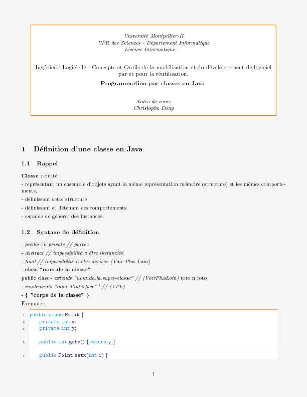 [PDF] 1 Définition dune classe en Java - LIRMM
