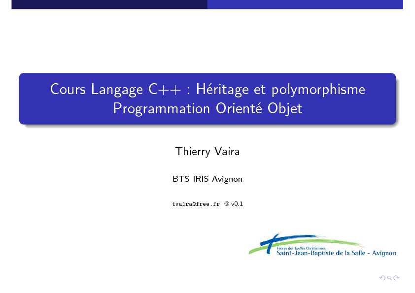 [PDF] Cours Langage C   : Héritage et polymorphisme Programmation