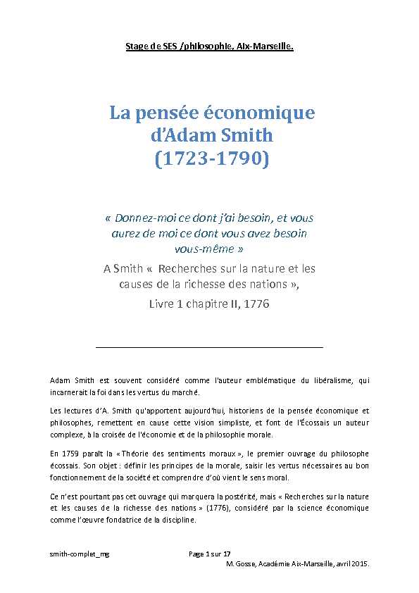 [PDF] La pensée économique dAdam Smith (1723-1790)