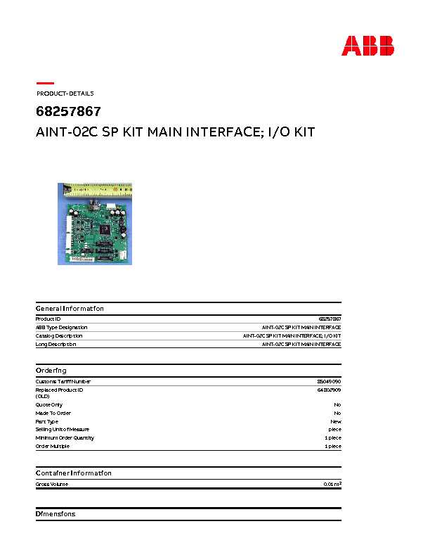 [PDF] AINT-02C SP KIT MAIN INTERFACE; I/O KIT 68257867