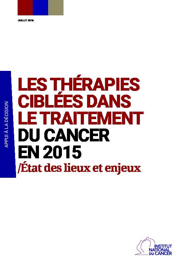 [PDF] les thérapies ciblées dans le traitement - Institut National Du Cancer