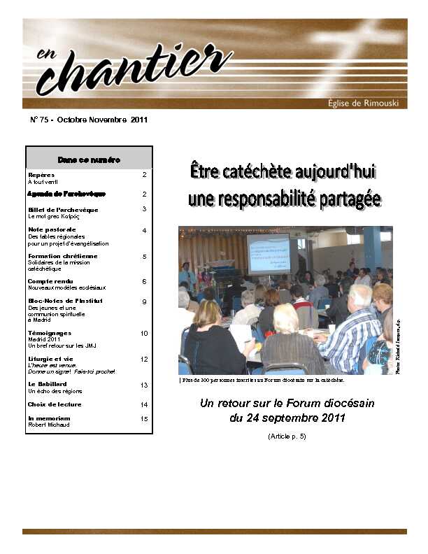 [PDF] Un retour sur le Forum diocésain du 24 septembre 2011