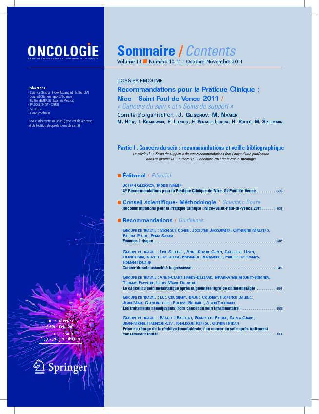 [PDF] Sommaire /Contents ONCOLOGIE - Oncomel