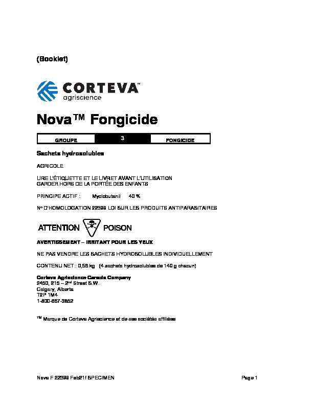 [PDF] Nova™ Fongicide - Corteva Canada