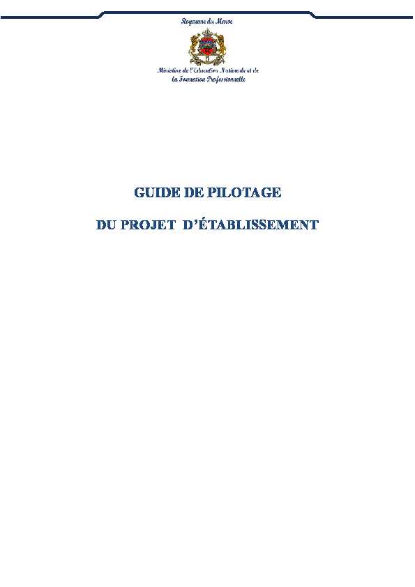 [PDF] GUIDE DE PILOTAGE DU PROJET DÉTABLISSEMENT