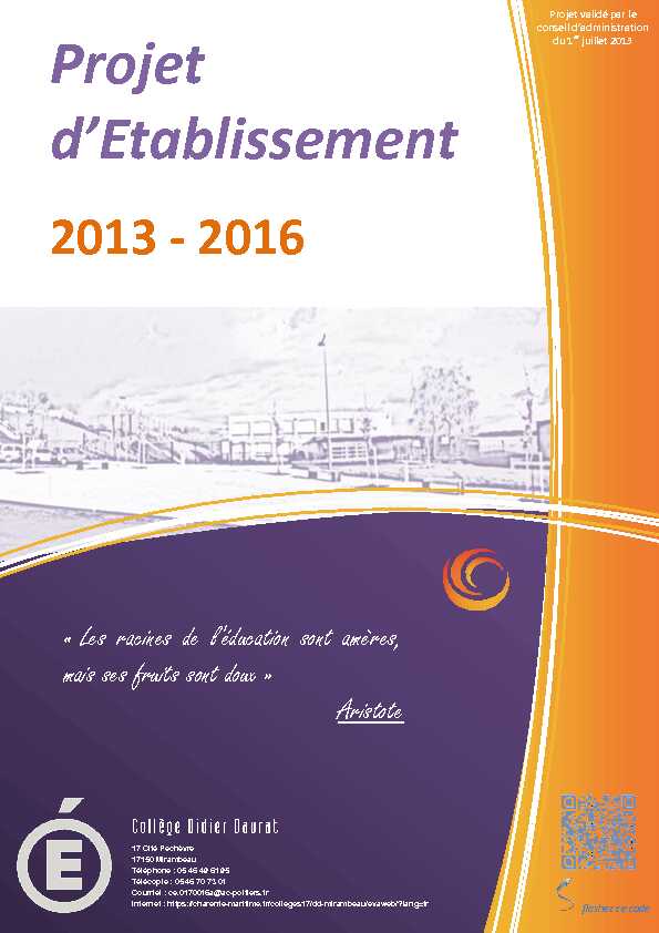 [PDF] Projet détablissement 2013-2016 – Collège Didier Daurat