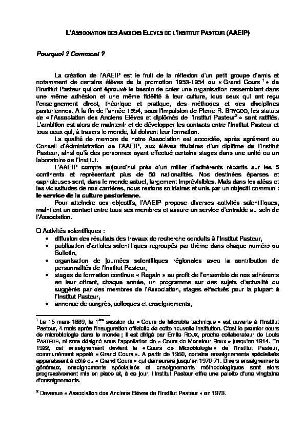 [PDF] lassociation des anciens eleves de linstitut pasteur (aaeip)
