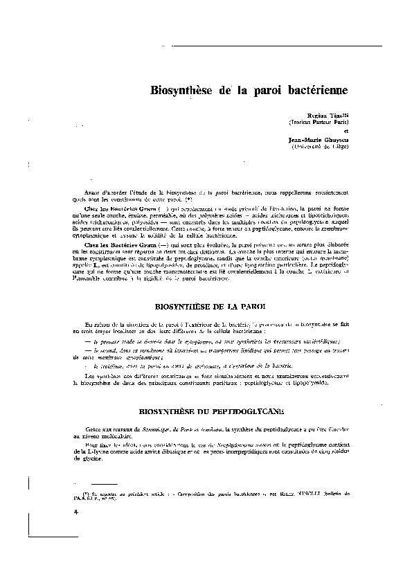 [PDF] Biosynthèse de la paroi bactérienne - ORBi