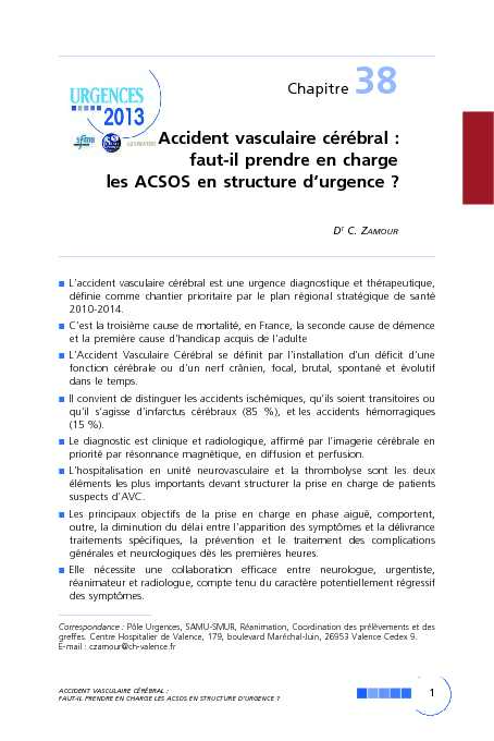 [PDF] Accident vasculaire cérébral : faut-il prendre en charge les ACSOS