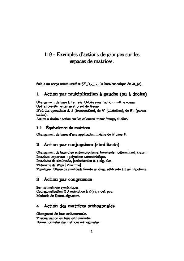 [PDF] 119 - Exemples dactions de groupes sur les espaces de matrices
