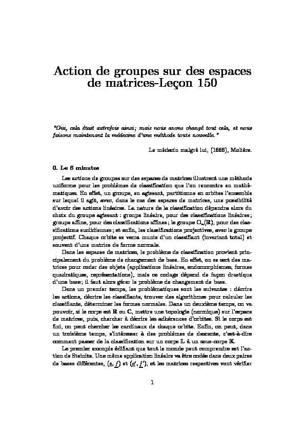 [PDF] Action de groupes sur des espaces de matrices-Leçon 150