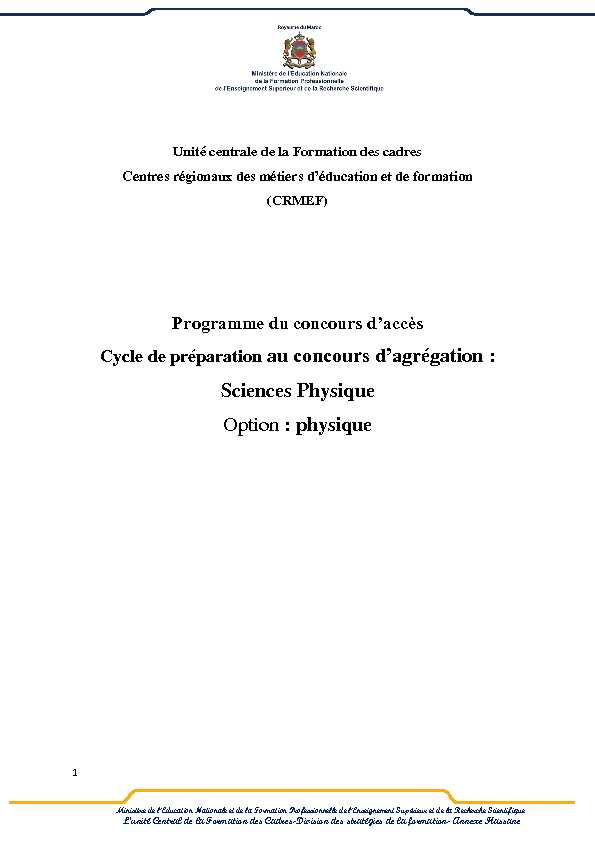 [PDF] Cycle de préparation au concours dagrégation : Sciences Physique