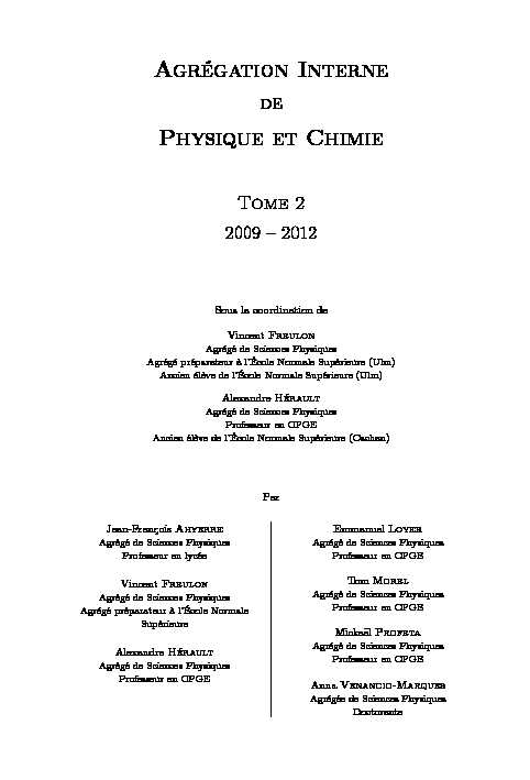 [PDF] Agrégation Interne Physique et Chimie - Éditions H&K