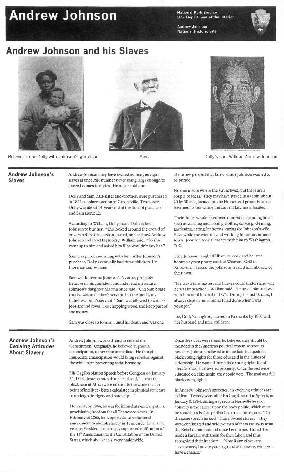 [PDF] Andrew Johnson and his Slaves - NPS History