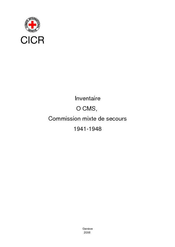Inventaire O CMS Commission mixte de secours 1941-1948