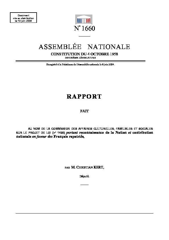 N° 1660 ASSEMBLÉE NATIONALE