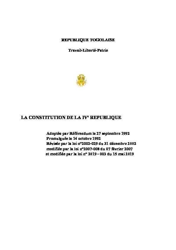 LA CONSTITUTION DE LA IVe REPUBLIQUE