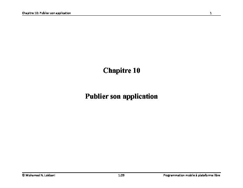 Chapitre 10 Publier son application