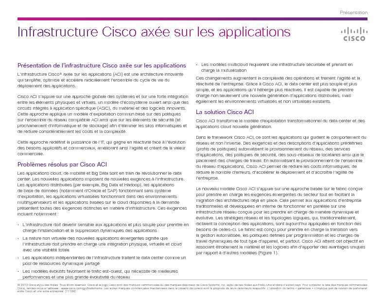 Infrastructure Cisco axée sur les applications