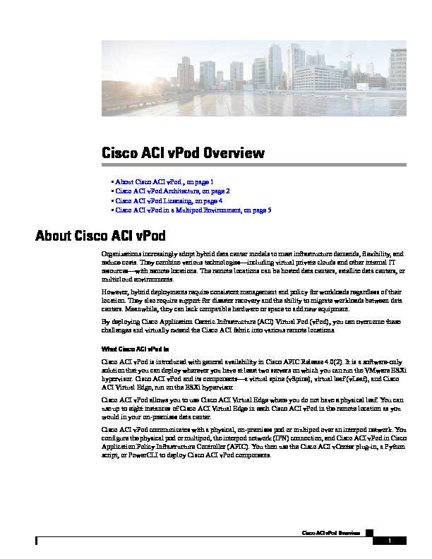 Cisco ACI vPod Overview