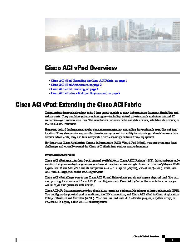 Cisco ACI vPod Overview