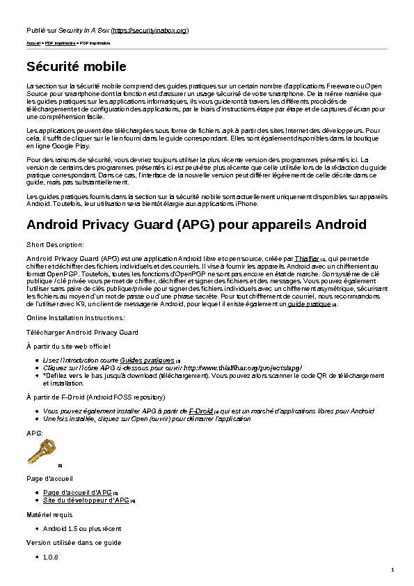 Sécurité mobile Android Privacy Guard (APG) pour appareils Android