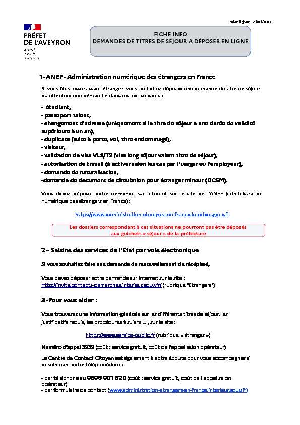 [PDF] 1- ANEF - Administration numérique des étrangers en France 2