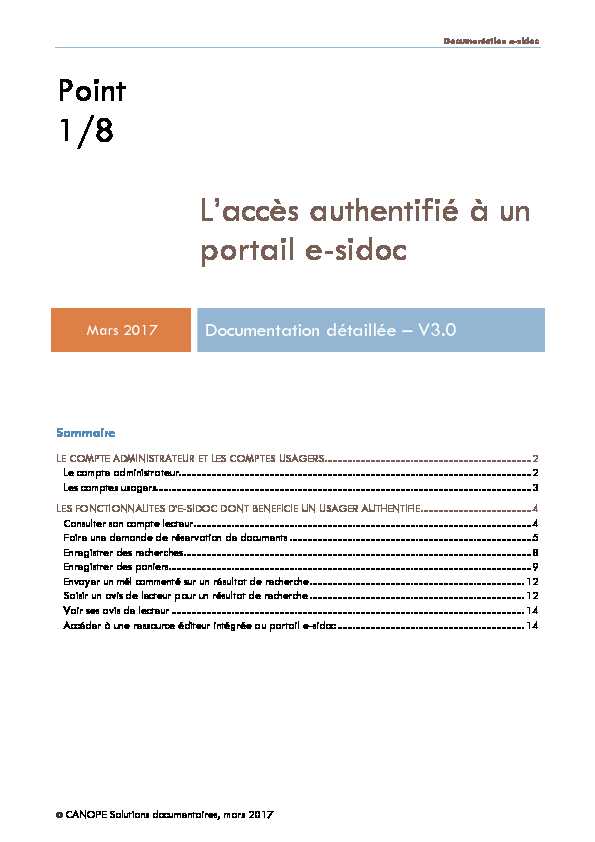 [PDF] Point 1/8 Laccès authentifié à un portail e-sidoc
