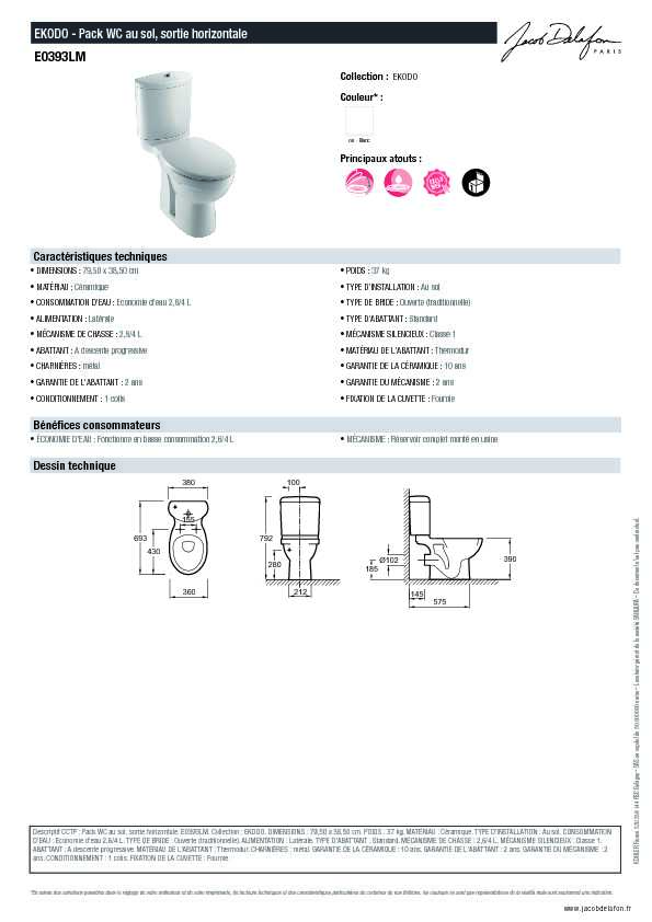 [PDF] Pack WC au sol sortie horizontale - E0393LM EKODO