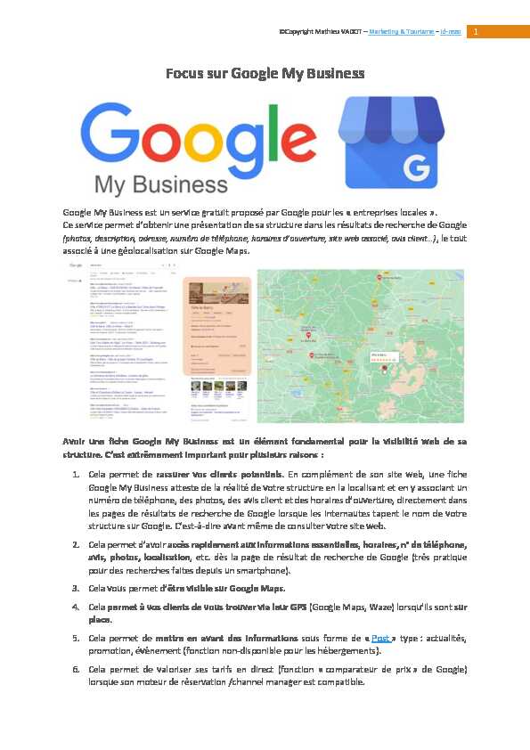 [PDF] Focus sur Google My Business