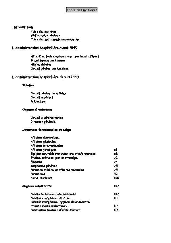 [PDF] Table des matières Introduction Ladministration hospitalière avant