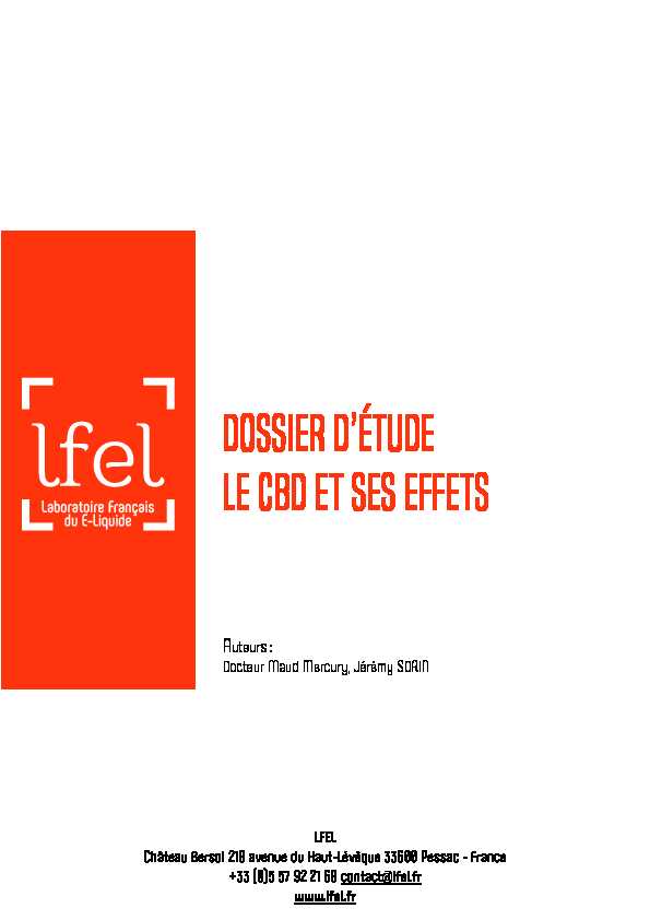 [PDF] Dossier détude Le CBD ET SES EFFETS