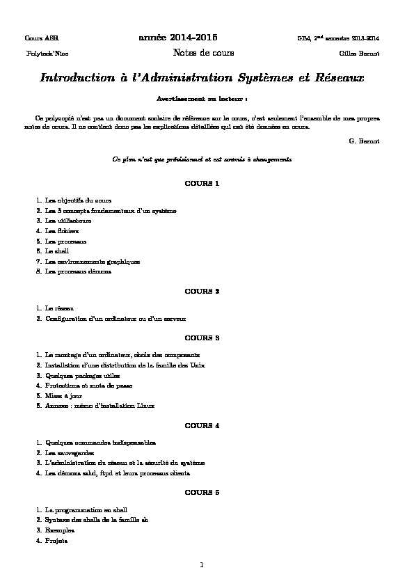 [PDF] Introduction à lAdministration Systèmes et Réseaux - Laboratoire I3S