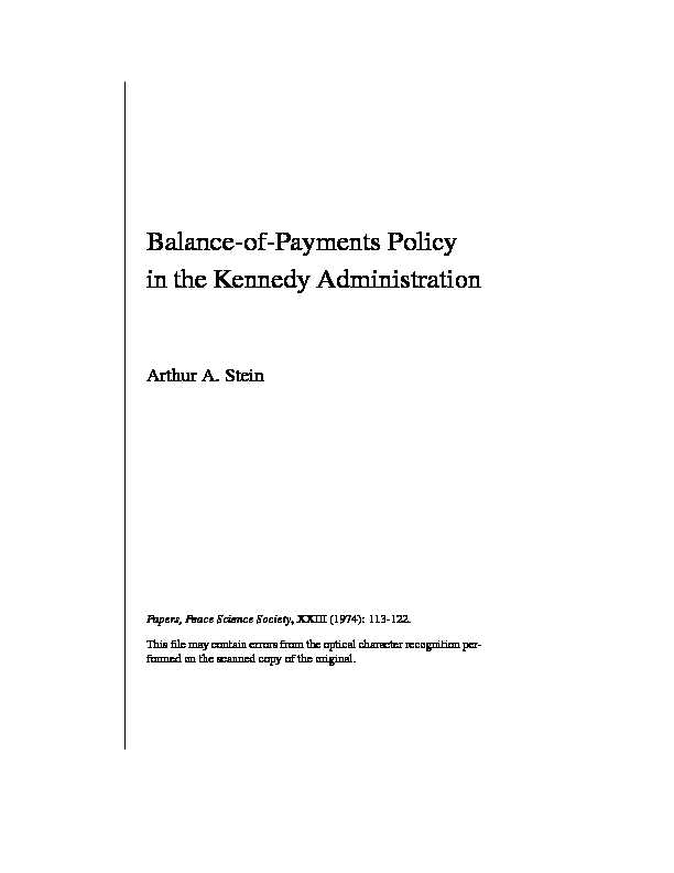 [PDF] Balance-of-Payments Policy in the Kennedy Administration