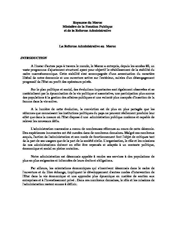 [PDF] La reforme administrative au Maroc