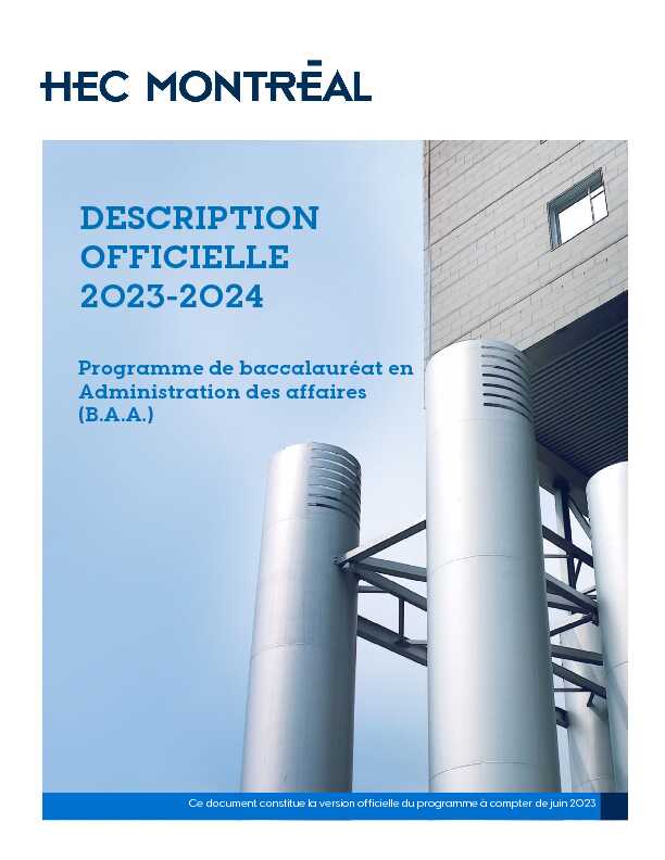 [PDF] DESCRIPTION OFFICIELLE 2022-2023 - HEC Montréal