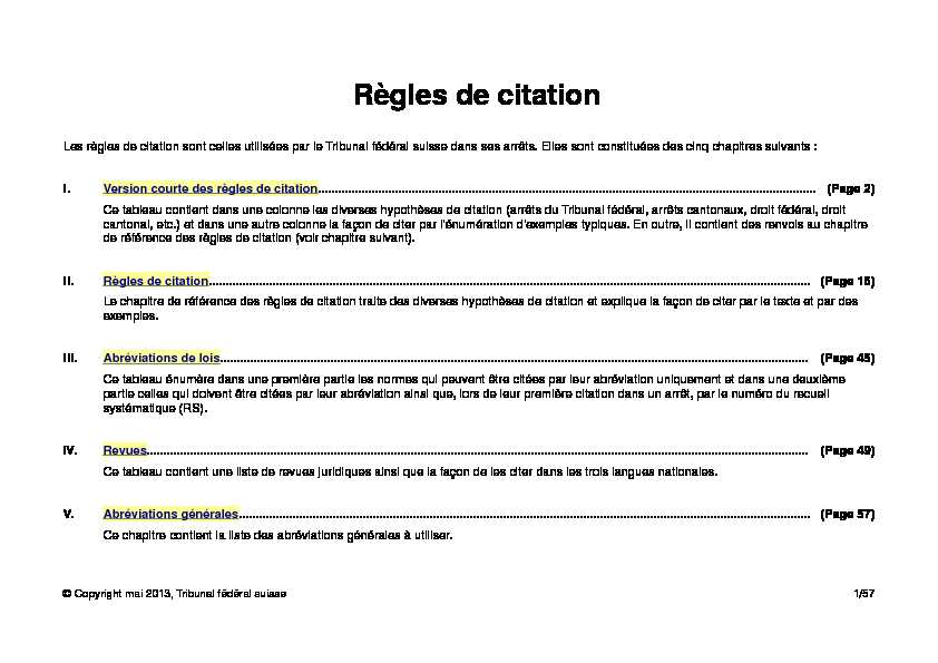 [PDF] Règles de citation - Schweizerisches Bundesgericht
