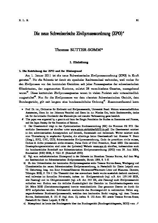 [PDF] Die neue Schweizerische Zivilprozessordnung (ZPO)#