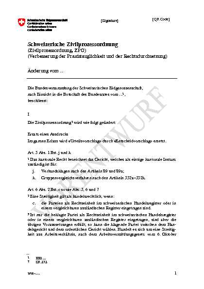 [PDF] Schweizerische Zivilprozessordnung - bjadminch
