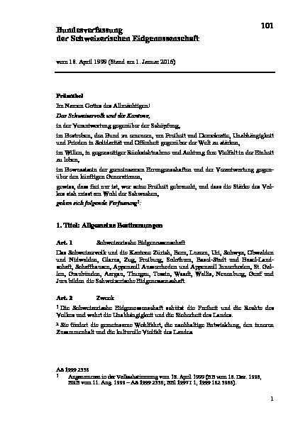 [PDF] Bundesverfassung der Schweizerischen Eidgenossenschaft 101