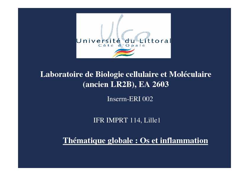[PDF] Laboratoire de Biologie cellulaire et Moléculaire (ancien LR2B) EA