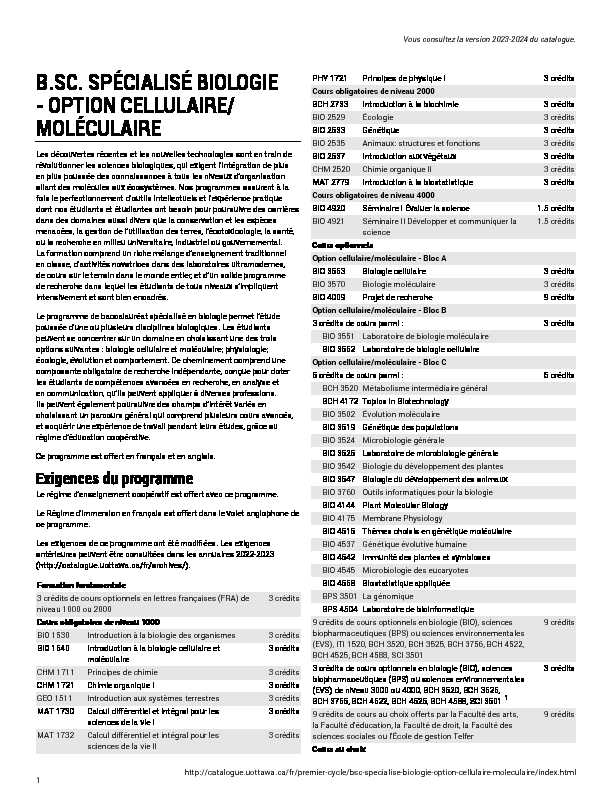 [PDF] BSc spécialisé Biologie - option cellulaire/moléculaire