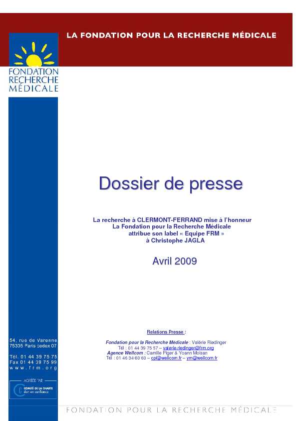 [PDF] Dossier Clermont Ferrand - Fondation pour la Recherche Médicale