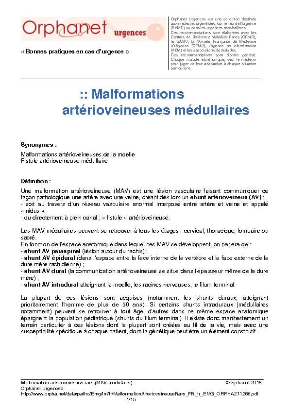 :: Malformations artérioveineuses médullaires