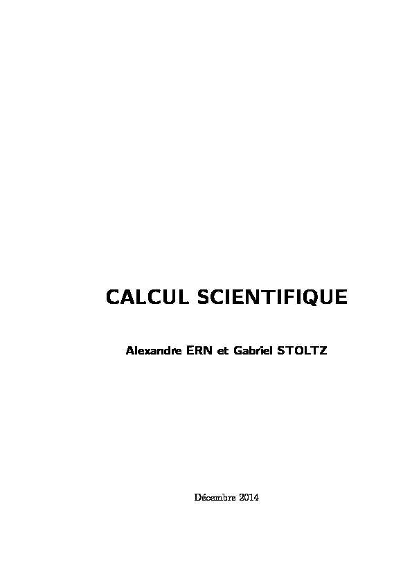 CALCUL SCIENTIFIQUE